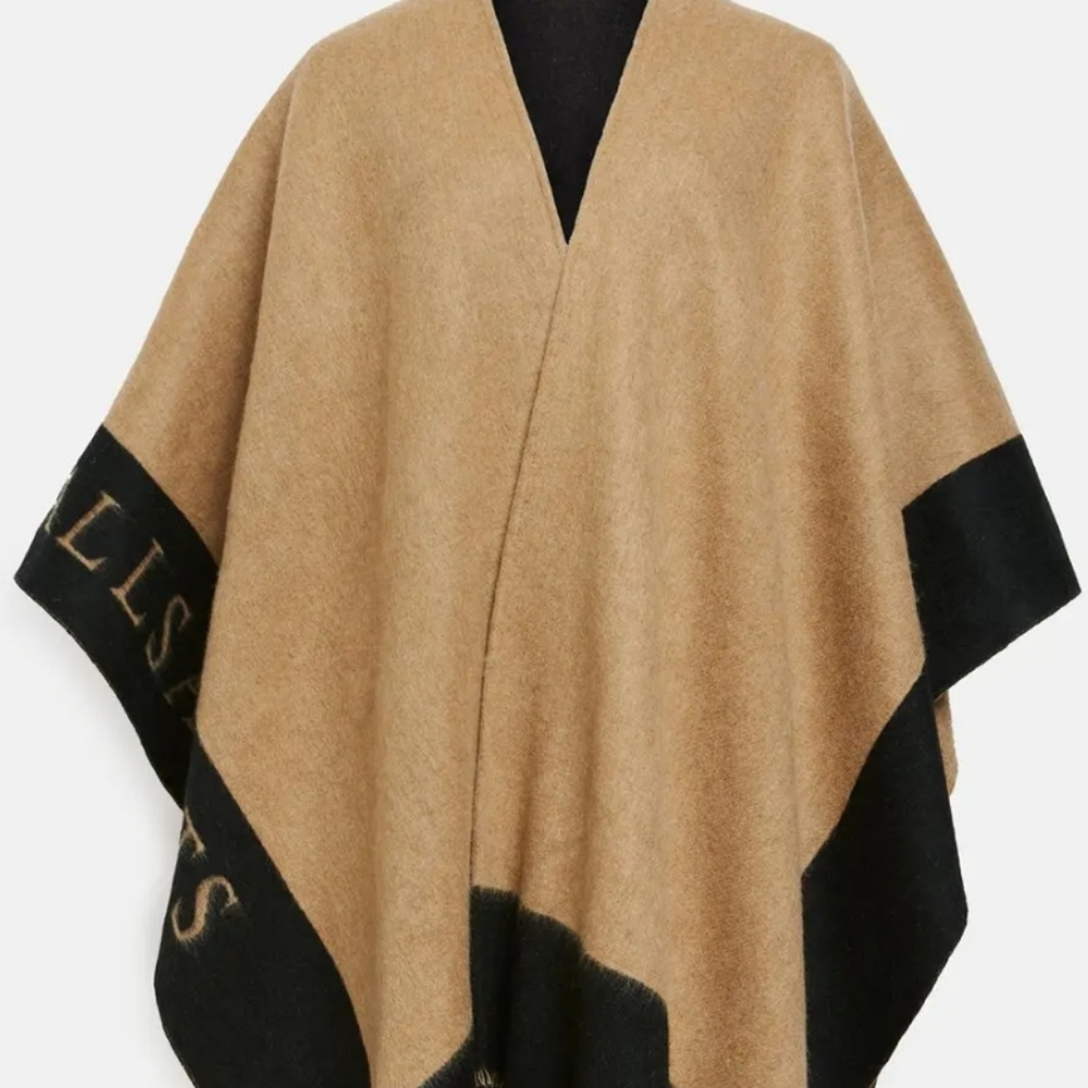 NWT Saints Border Logo Wool Ruana Scarf - Camel/Black - Picture 3 of 5
